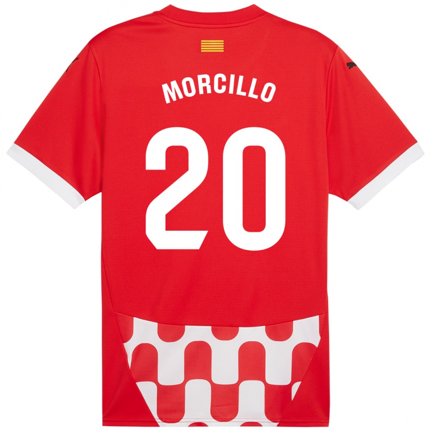 Niño Camiseta Luis Morcillo #20 Rojo Blanco 1ª Equipación 2024/25 La Camisa