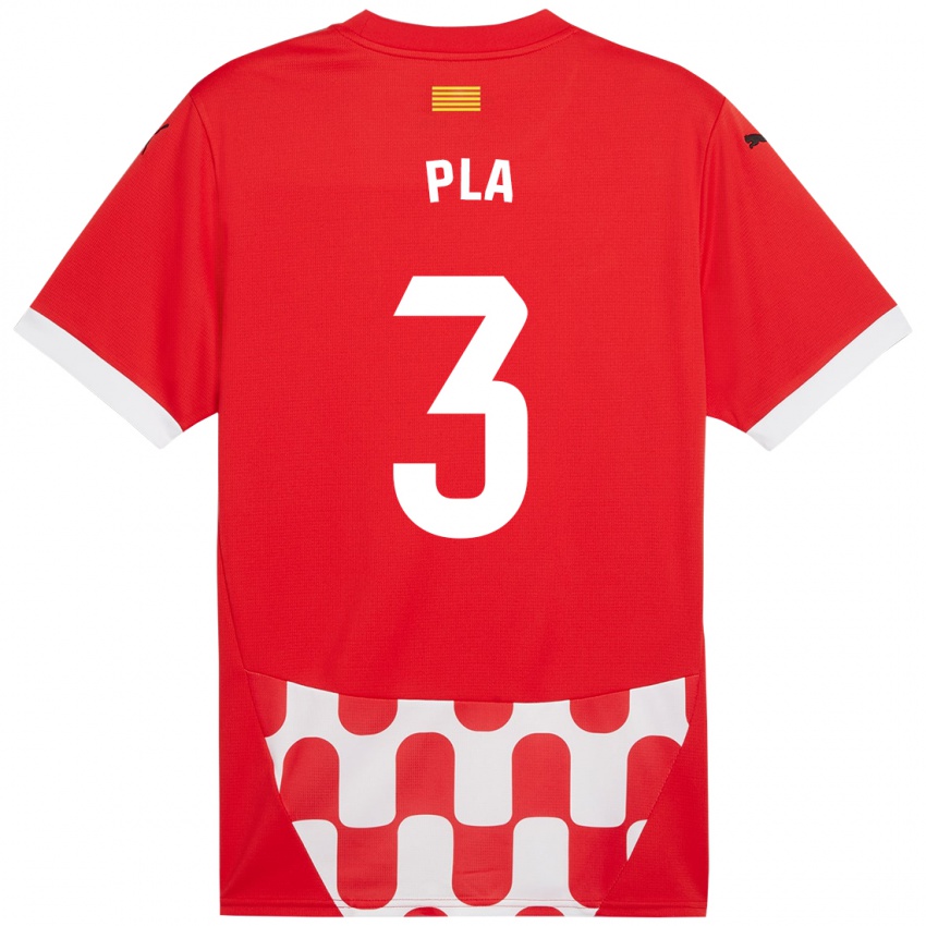 Niño Camiseta Marta Pla #3 Rojo Blanco 1ª Equipación 2024/25 La Camisa