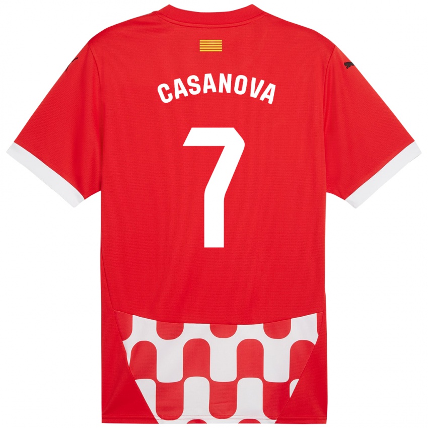 Niño Camiseta Àstrid Casanova #7 Rojo Blanco 1ª Equipación 2024/25 La Camisa