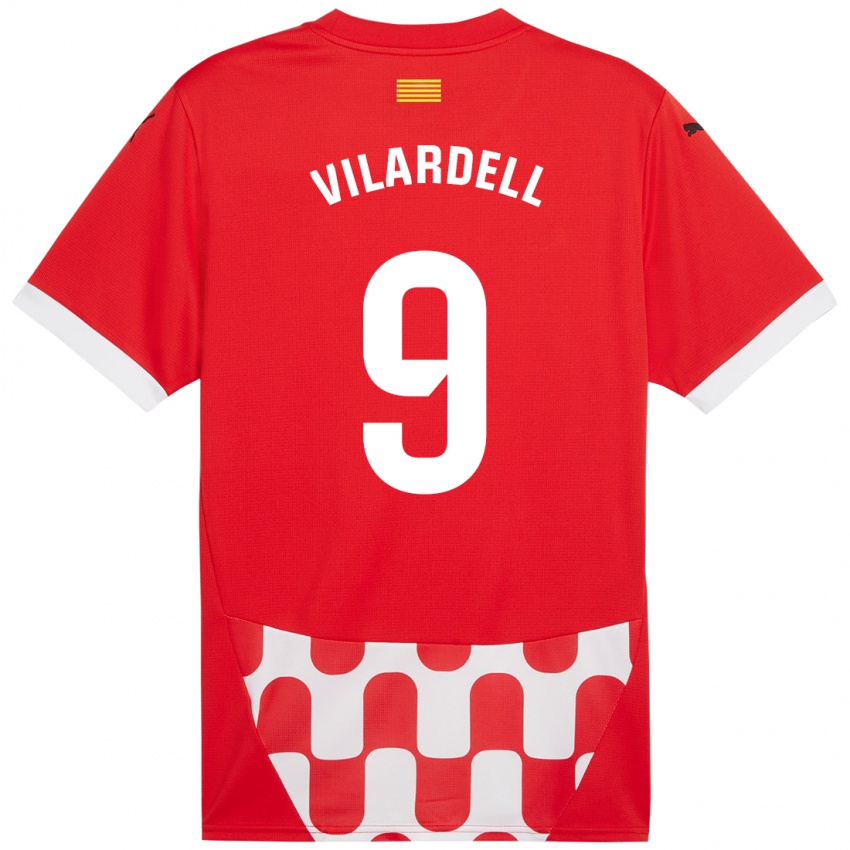 Niño Camiseta Júlia Vilardell #9 Rojo Blanco 1ª Equipación 2024/25 La Camisa