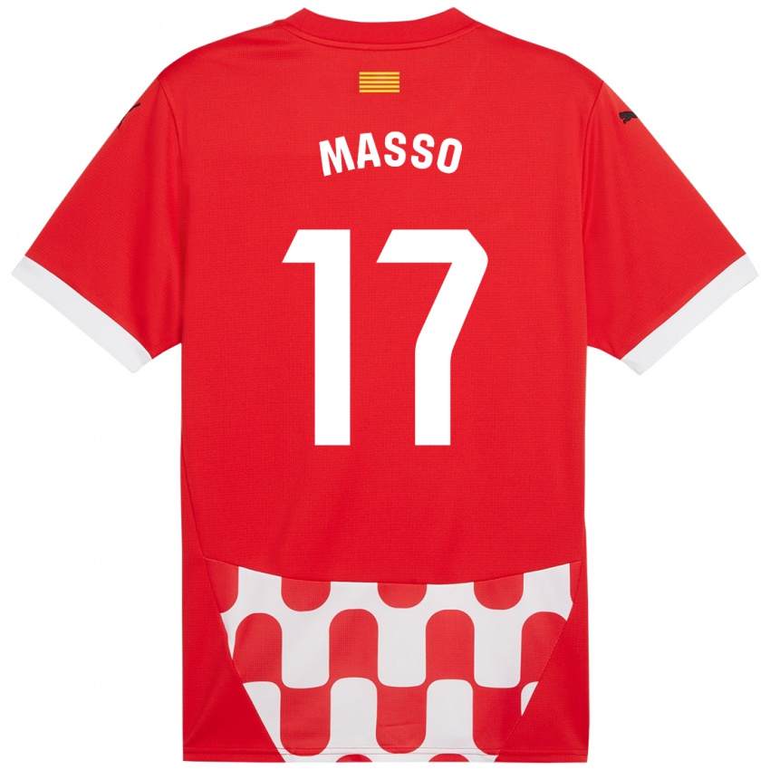 Niño Camiseta Ainoa Massó #17 Rojo Blanco 1ª Equipación 2024/25 La Camisa