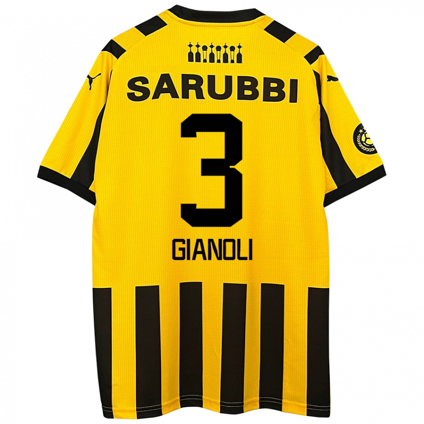 Niño Camiseta Martín Gianoli #3 Amarillo Negro 1ª Equipación 2024/25 La Camisa