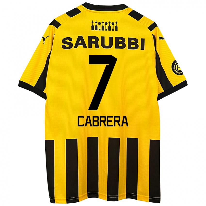 Niño Camiseta Javier Cabrera #7 Amarillo Negro 1ª Equipación 2024/25 La Camisa