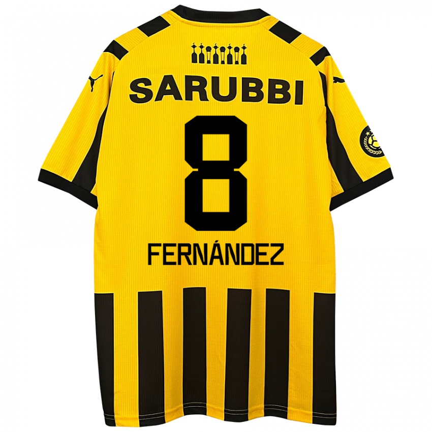 Niño Camiseta Leonardo Fernández #8 Amarillo Negro 1ª Equipación 2024/25 La Camisa