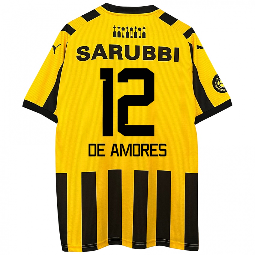 Niño Camiseta Guillermo De Amores #12 Amarillo Negro 1ª Equipación 2024/25 La Camisa