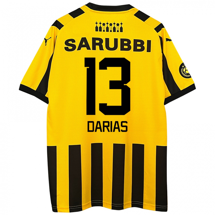 Niño Camiseta Eduardo Darias #13 Amarillo Negro 1ª Equipación 2024/25 La Camisa