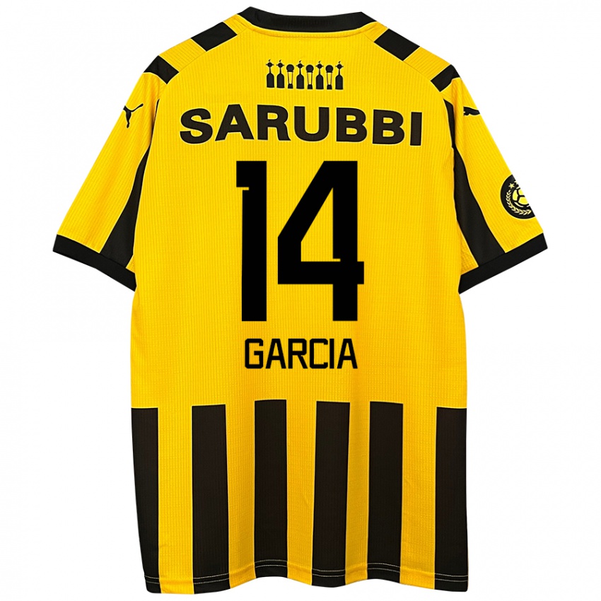 Niño Camiseta Damián García #14 Amarillo Negro 1ª Equipación 2024/25 La Camisa