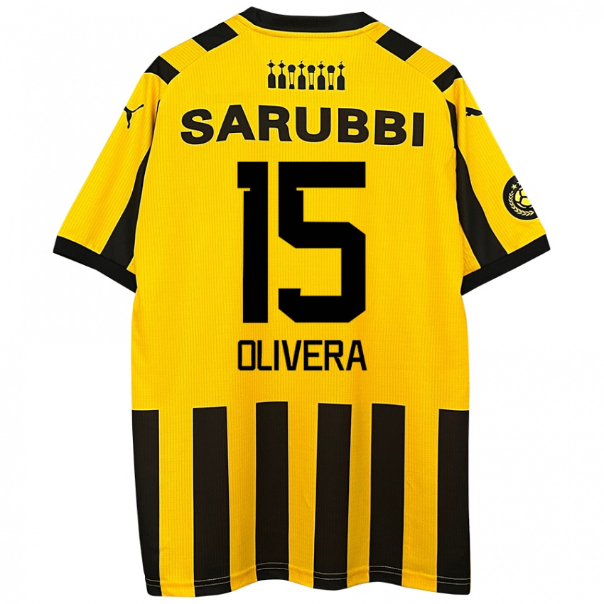 Niño Camiseta Maximiliano Olivera #15 Amarillo Negro 1ª Equipación 2024/25 La Camisa