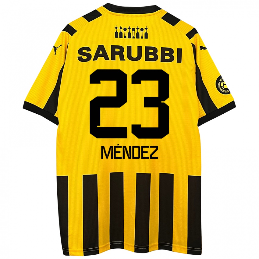 Niño Camiseta Javier Méndez #23 Amarillo Negro 1ª Equipación 2024/25 La Camisa