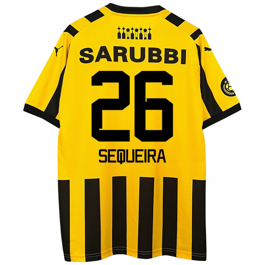 Niño Camiseta Leonardo Sequeira #26 Amarillo Negro 1ª Equipación 2024/25 La Camisa