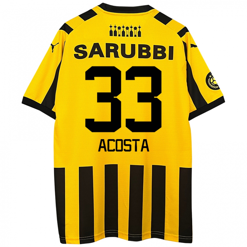 Niño Camiseta Nahuel Acosta #33 Amarillo Negro 1ª Equipación 2024/25 La Camisa