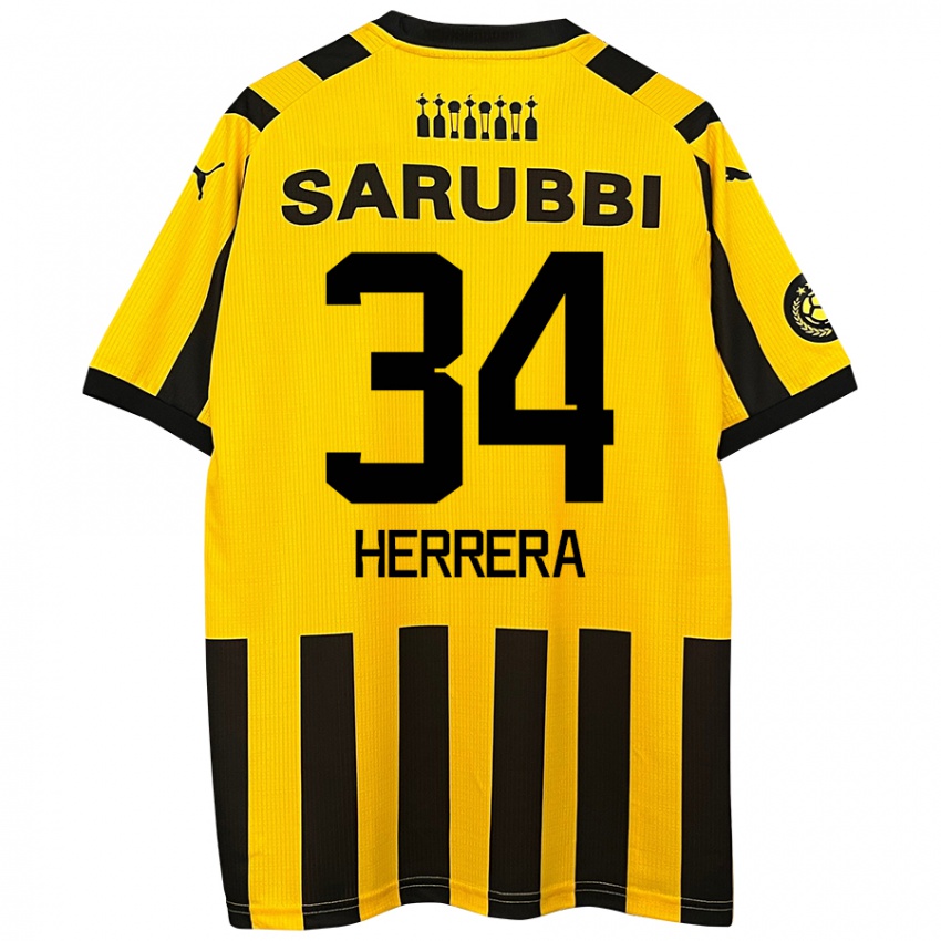 Niño Camiseta Nahuel Herrera #34 Amarillo Negro 1ª Equipación 2024/25 La Camisa