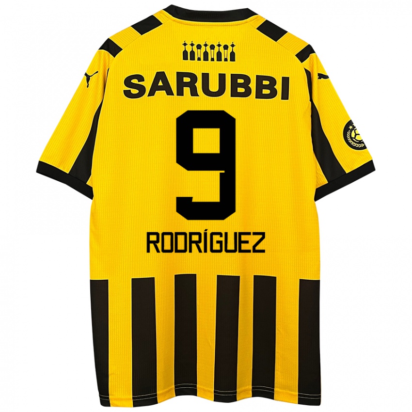 Niño Camiseta Agustín Rodríguez #9 Amarillo Negro 1ª Equipación 2024/25 La Camisa