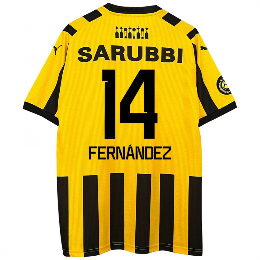 Niño Camiseta Faustino Fernández #14 Amarillo Negro 1ª Equipación 2024/25 La Camisa