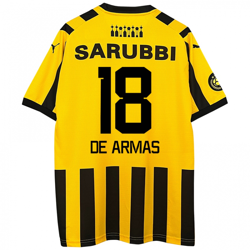 Niño Camiseta Nahuel De Armas #18 Amarillo Negro 1ª Equipación 2024/25 La Camisa