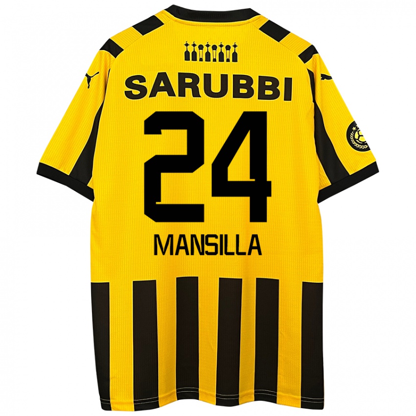 Niño Camiseta Brian Mansilla #24 Amarillo Negro 1ª Equipación 2024/25 La Camisa