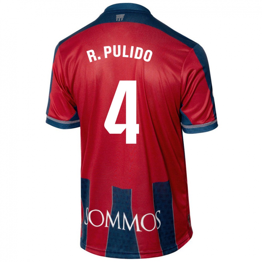 Niño Camiseta Rubén Pulido #4 Rojo Azul 1ª Equipación 2024/25 La Camisa