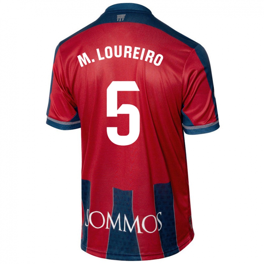 Niño Camiseta Miguel Loureiro #5 Rojo Azul 1ª Equipación 2024/25 La Camisa