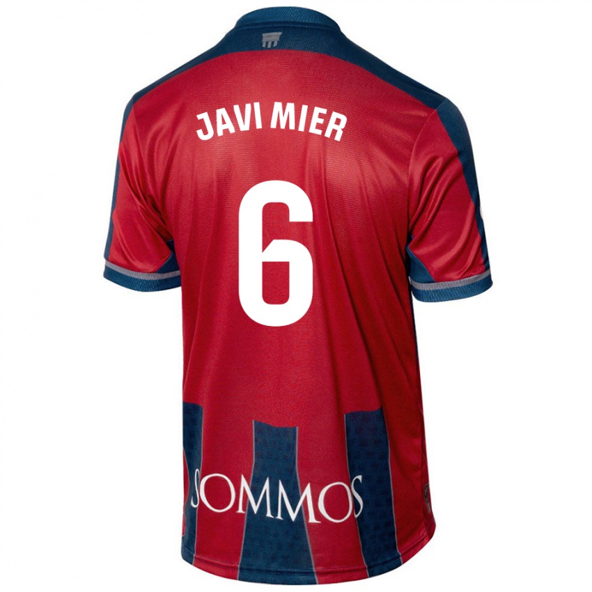 Niño Camiseta Javi Mier #6 Rojo Azul 1ª Equipación 2024/25 La Camisa