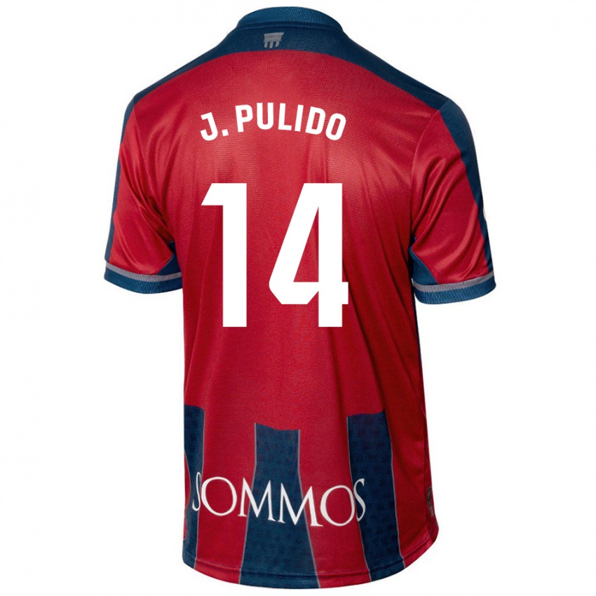 Niño Camiseta Jorge Pulido #14 Rojo Azul 1ª Equipación 2024/25 La Camisa