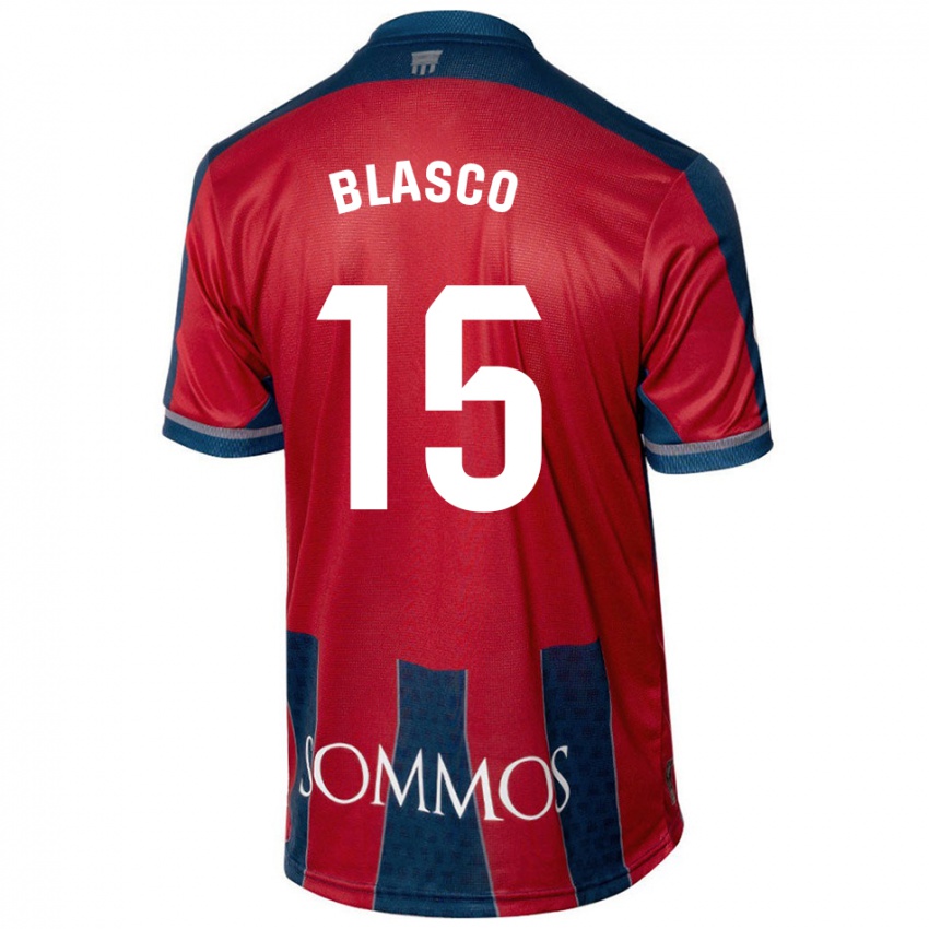 Niño Camiseta Jérémy Blasco #15 Rojo Azul 1ª Equipación 2024/25 La Camisa