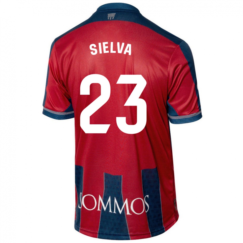 Niño Camiseta Óscar Sielva #23 Rojo Azul 1ª Equipación 2024/25 La Camisa