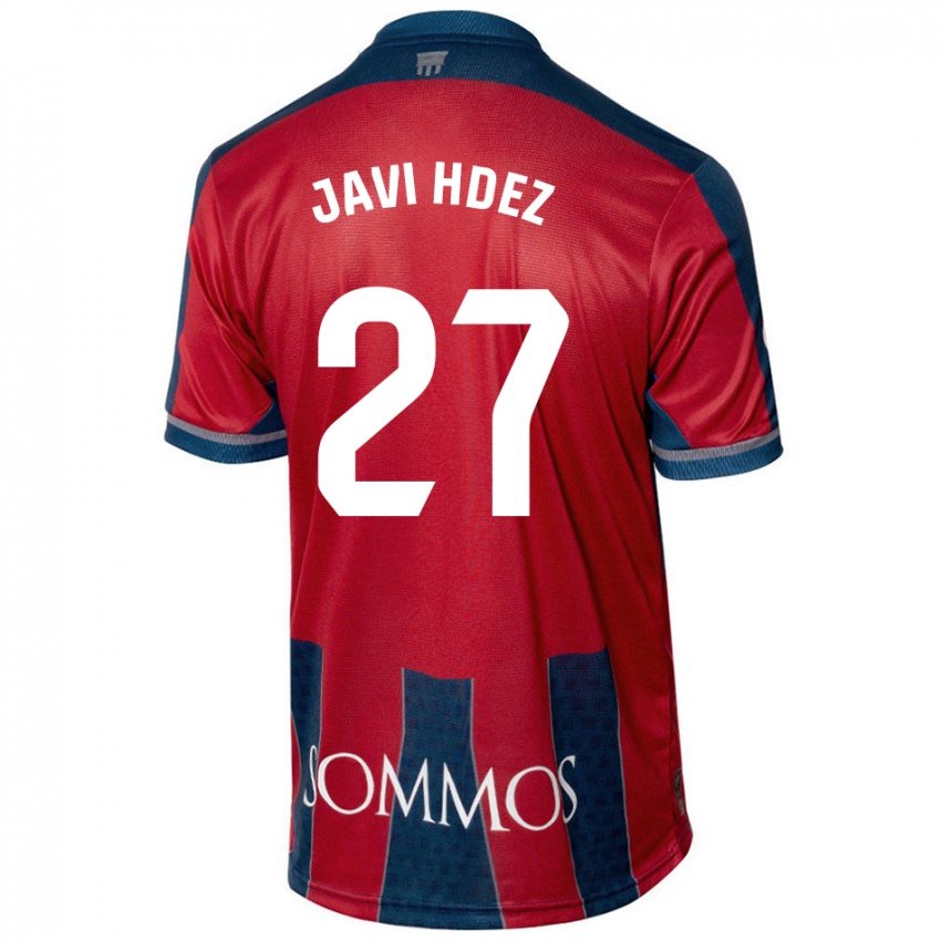 Niño Camiseta Javi Hernández #27 Rojo Azul 1ª Equipación 2024/25 La Camisa