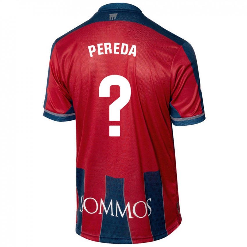 Niño Camiseta Adrián Pereda #0 Rojo Azul 1ª Equipación 2024/25 La Camisa