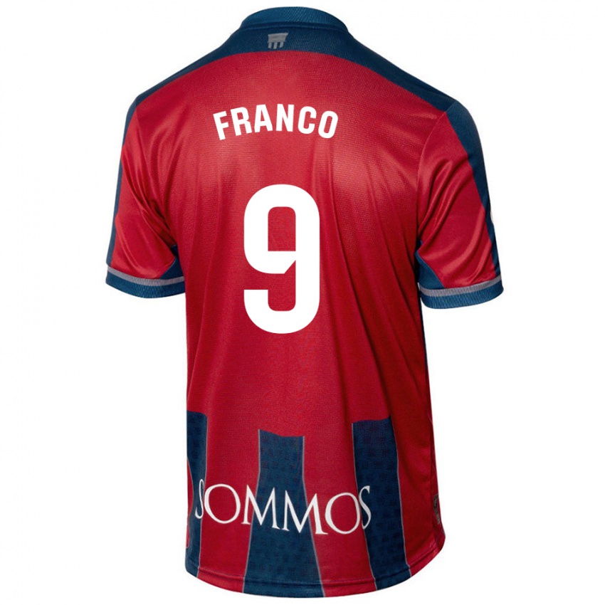 Niño Camiseta Santi Franco #9 Rojo Azul 1ª Equipación 2024/25 La Camisa