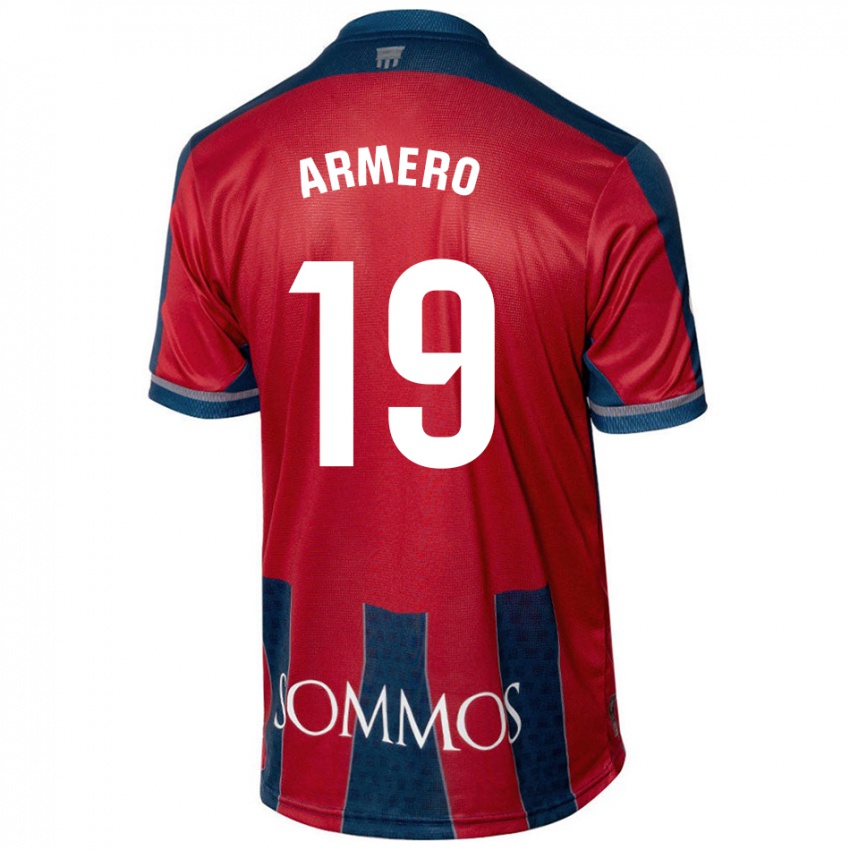 Niño Camiseta Sergi Armero #19 Rojo Azul 1ª Equipación 2024/25 La Camisa