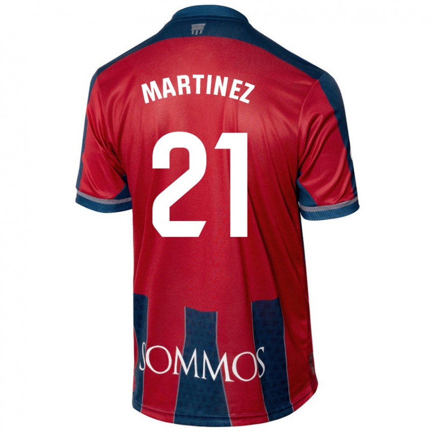 Niño Camiseta Alejandra Martínez #21 Rojo Azul 1ª Equipación 2024/25 La Camisa