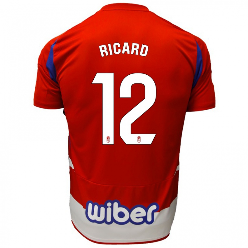 Niño Camiseta Ricard Sanchez #12 Rojo Blanco Azul 1ª Equipación 2024/25 La Camisa