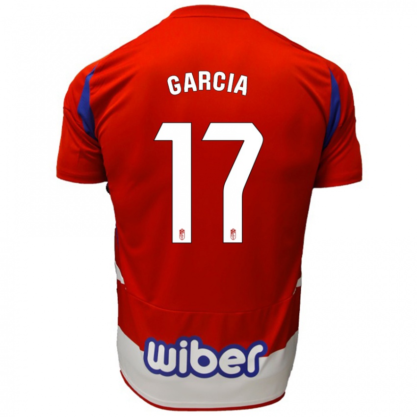 Niño Camiseta Naima García #17 Rojo Blanco Azul 1ª Equipación 2024/25 La Camisa