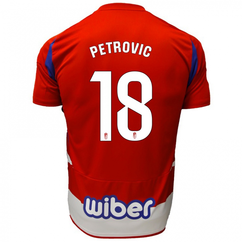 Niño Camiseta Njegos Petrovic #18 Rojo Blanco Azul 1ª Equipación 2024/25 La Camisa