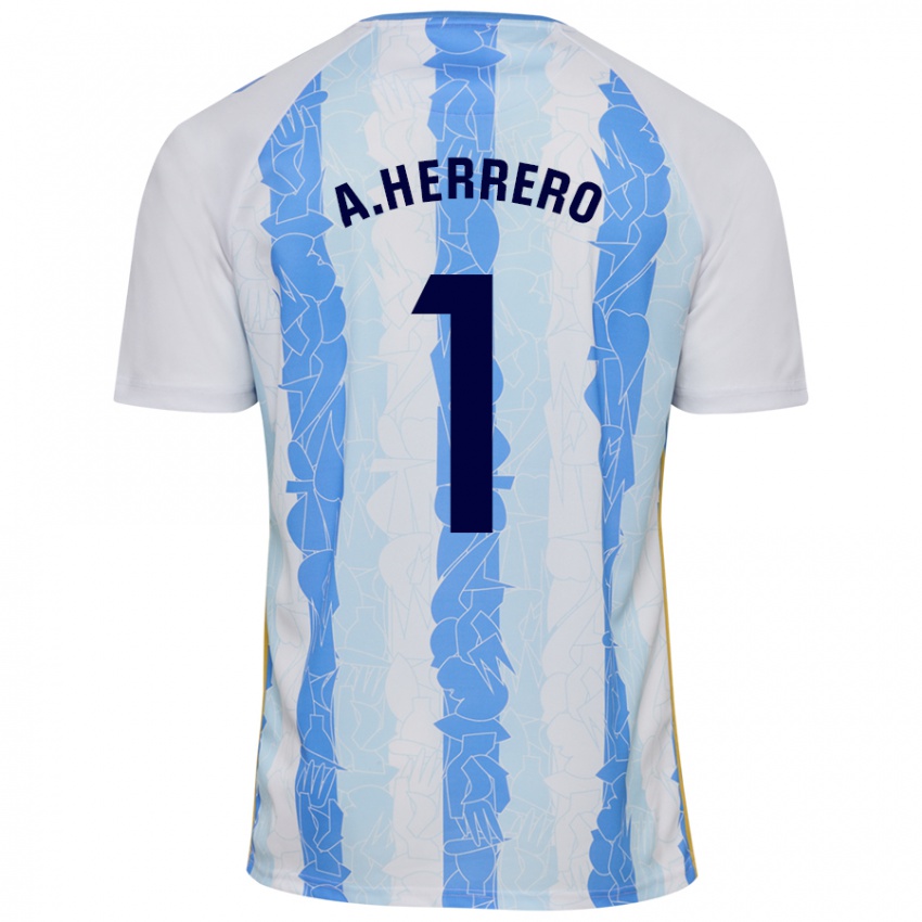 Niño Camiseta Alfonso Herrero #1 Blanco Azul 1ª Equipación 2024/25 La Camisa