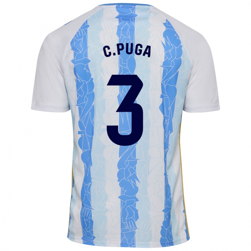 Niño Camiseta Carlos Puga #3 Blanco Azul 1ª Equipación 2024/25 La Camisa