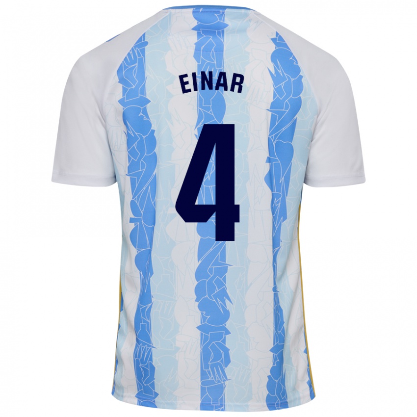 Niño Camiseta Einar Galilea #4 Blanco Azul 1ª Equipación 2024/25 La Camisa