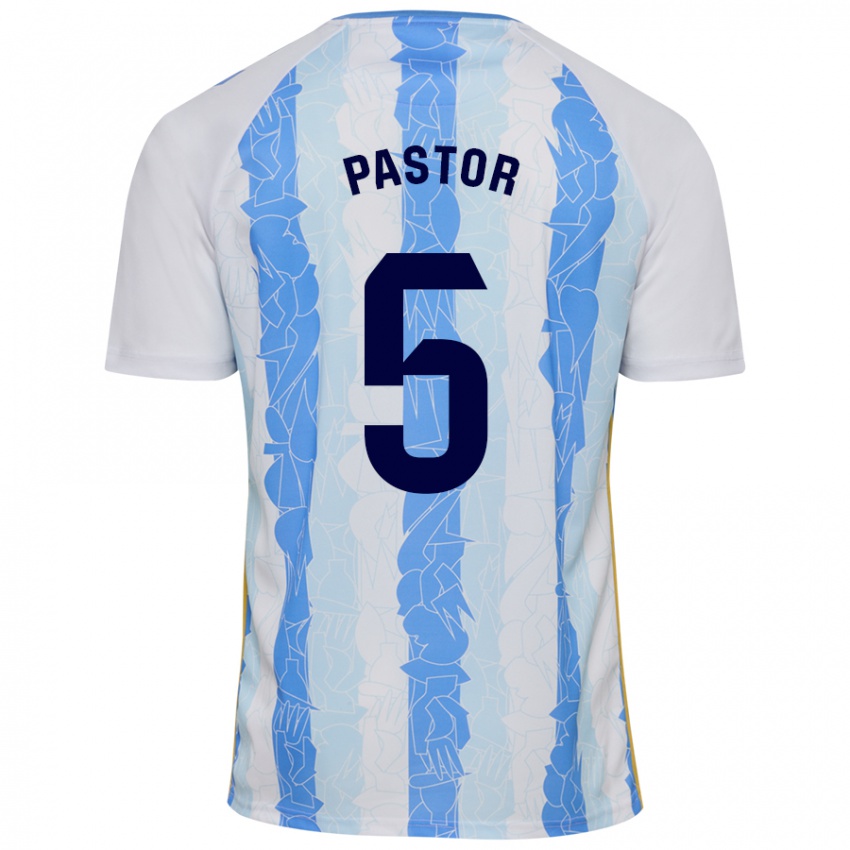 Niño Camiseta Álex Pastor #5 Blanco Azul 1ª Equipación 2024/25 La Camisa