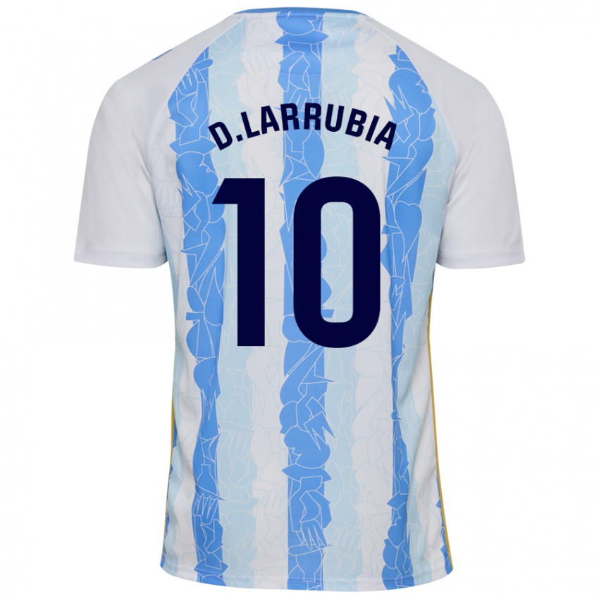 Niño Camiseta David Larrubia #10 Blanco Azul 1ª Equipación 2024/25 La Camisa