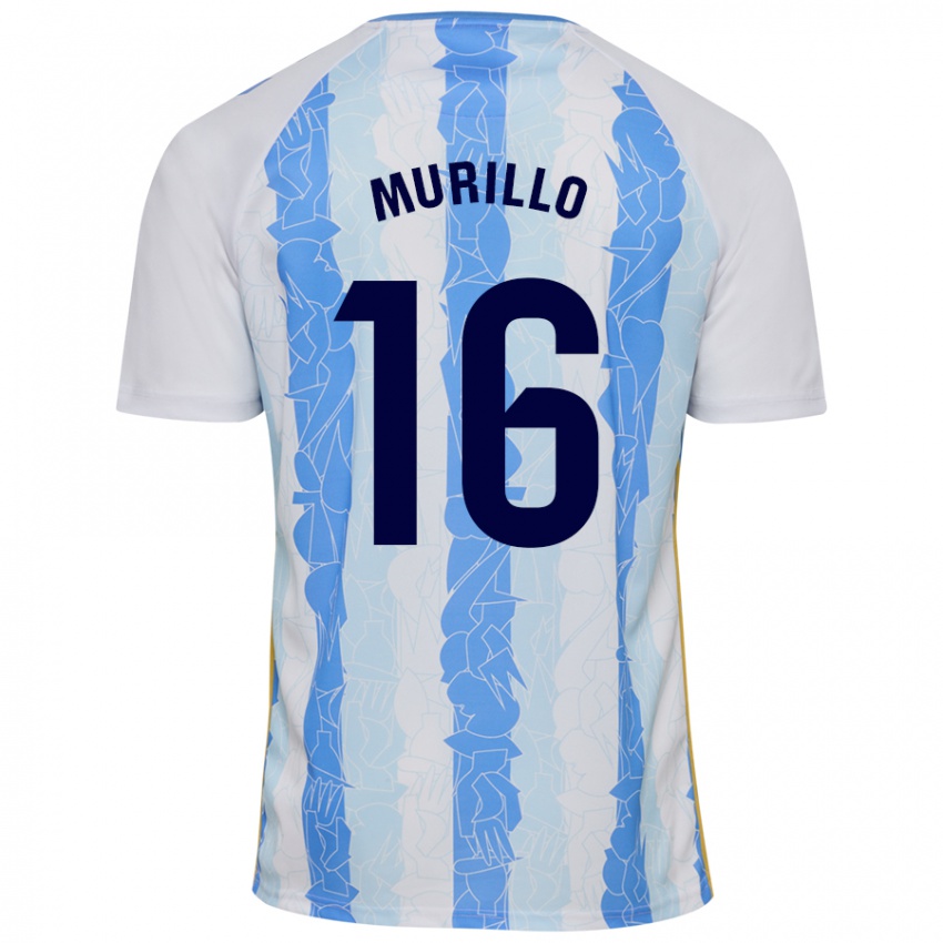 Niño Camiseta Diego Murillo #16 Blanco Azul 1ª Equipación 2024/25 La Camisa