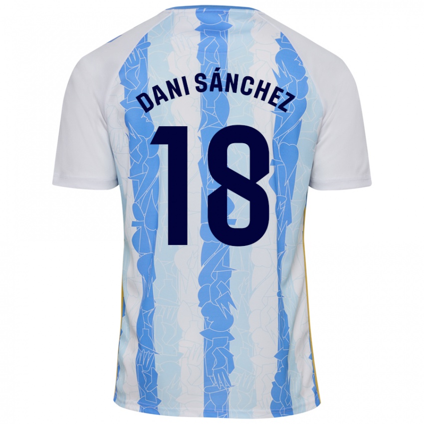 Niño Camiseta Dani Sánchez #18 Blanco Azul 1ª Equipación 2024/25 La Camisa