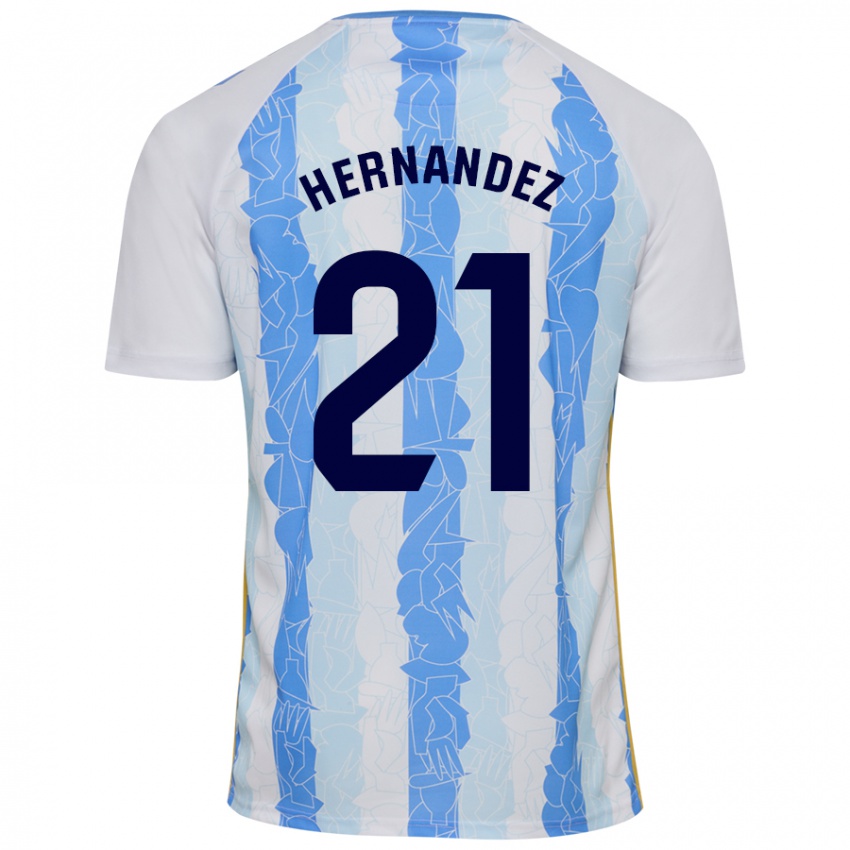 Niño Camiseta Juan Hernández #21 Blanco Azul 1ª Equipación 2024/25 La Camisa