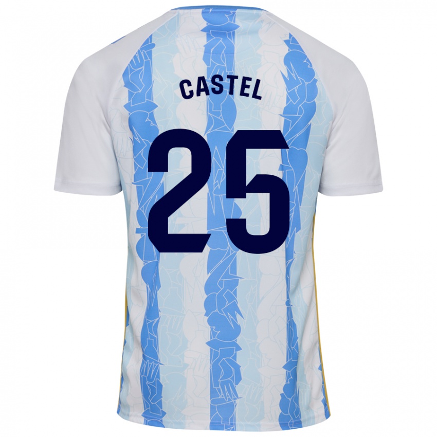 Niño Camiseta Sergio Castel #25 Blanco Azul 1ª Equipación 2024/25 La Camisa