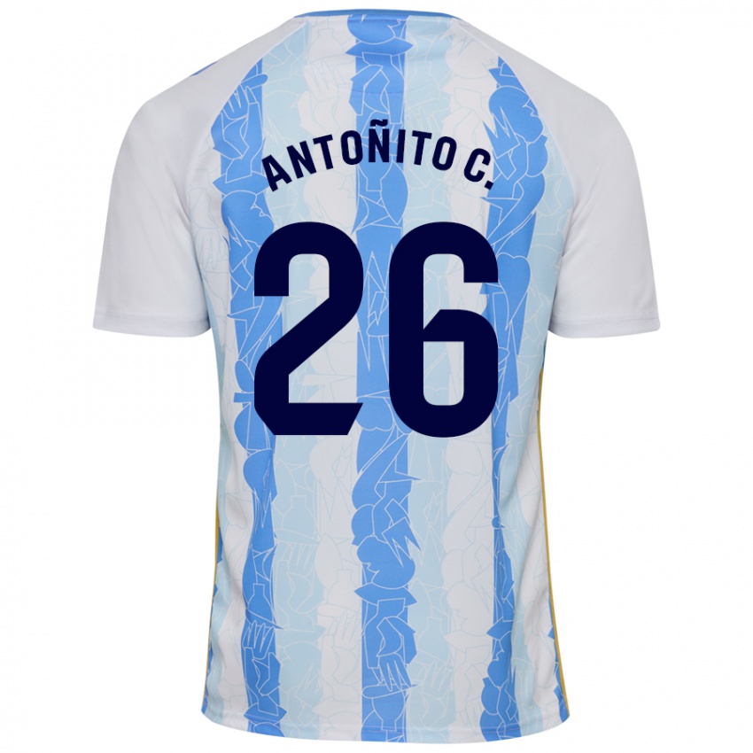 Niño Camiseta Antonio Cordero #26 Blanco Azul 1ª Equipación 2024/25 La Camisa