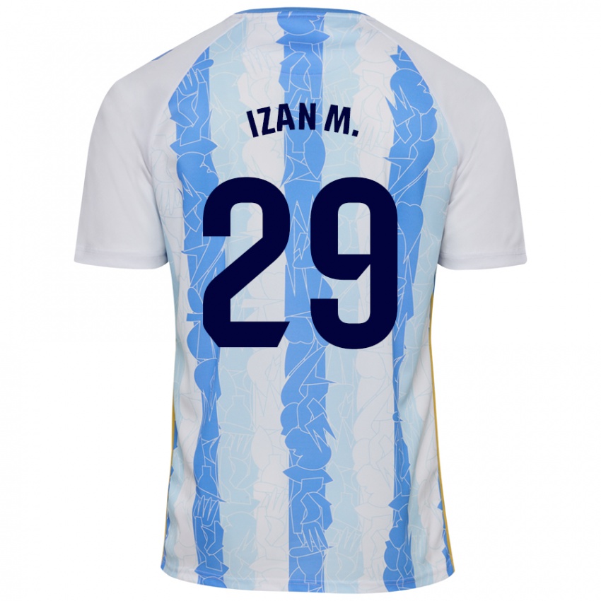 Niño Camiseta Izan Merino #29 Blanco Azul 1ª Equipación 2024/25 La Camisa