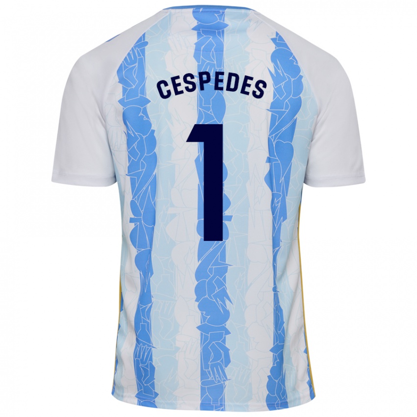 Niño Camiseta Andrés Céspedes #1 Blanco Azul 1ª Equipación 2024/25 La Camisa