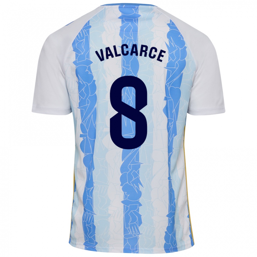 Niño Camiseta Alejandro Valcarce #8 Blanco Azul 1ª Equipación 2024/25 La Camisa