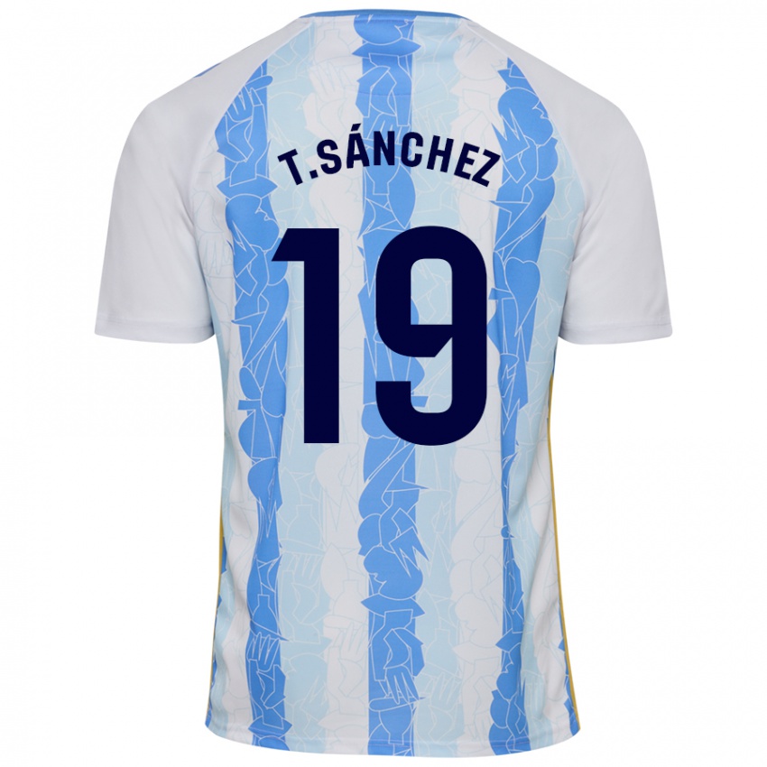 Niño Camiseta Toni Sánchez #19 Blanco Azul 1ª Equipación 2024/25 La Camisa