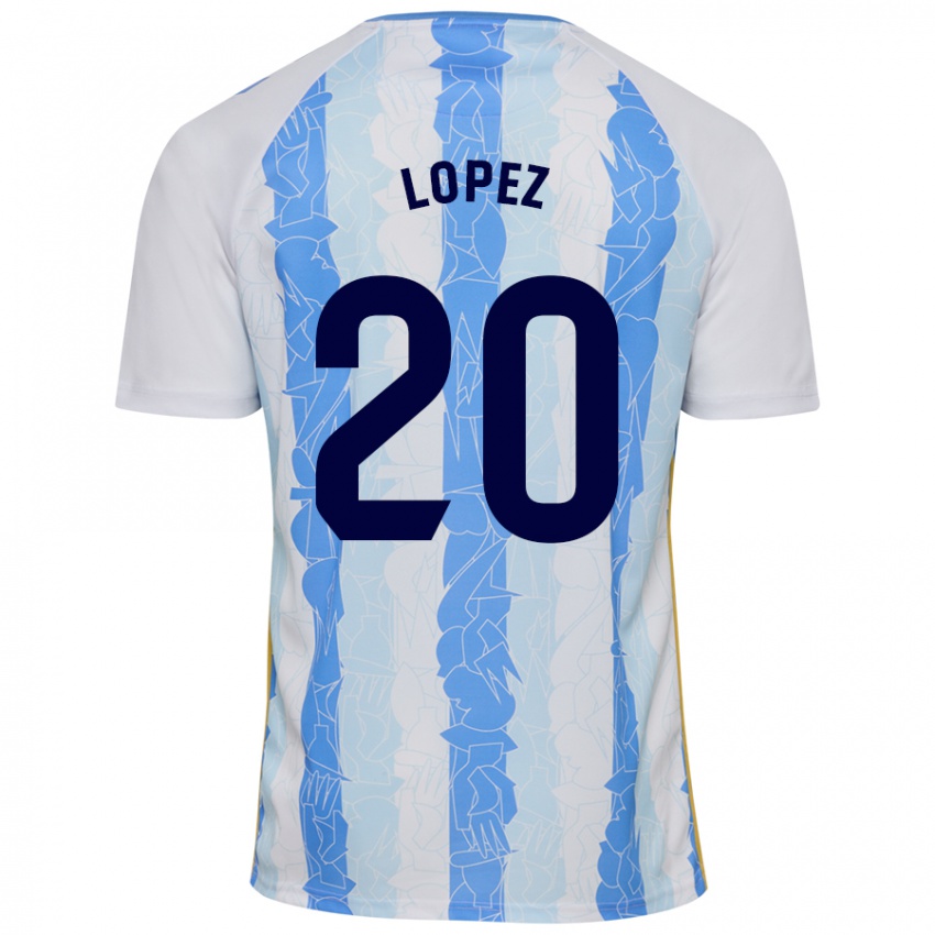 Niño Camiseta Adri López #20 Blanco Azul 1ª Equipación 2024/25 La Camisa