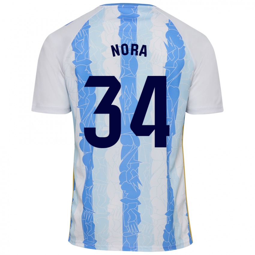 Niño Camiseta Nora #34 Blanco Azul 1ª Equipación 2024/25 La Camisa